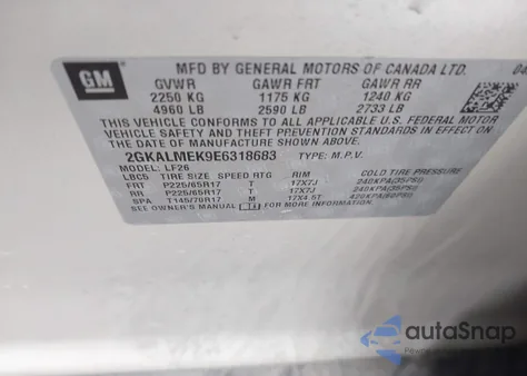 2014 GMC Terrain Sle-1 из США, поврежденный, VIN 2GKALMEK9E6318683